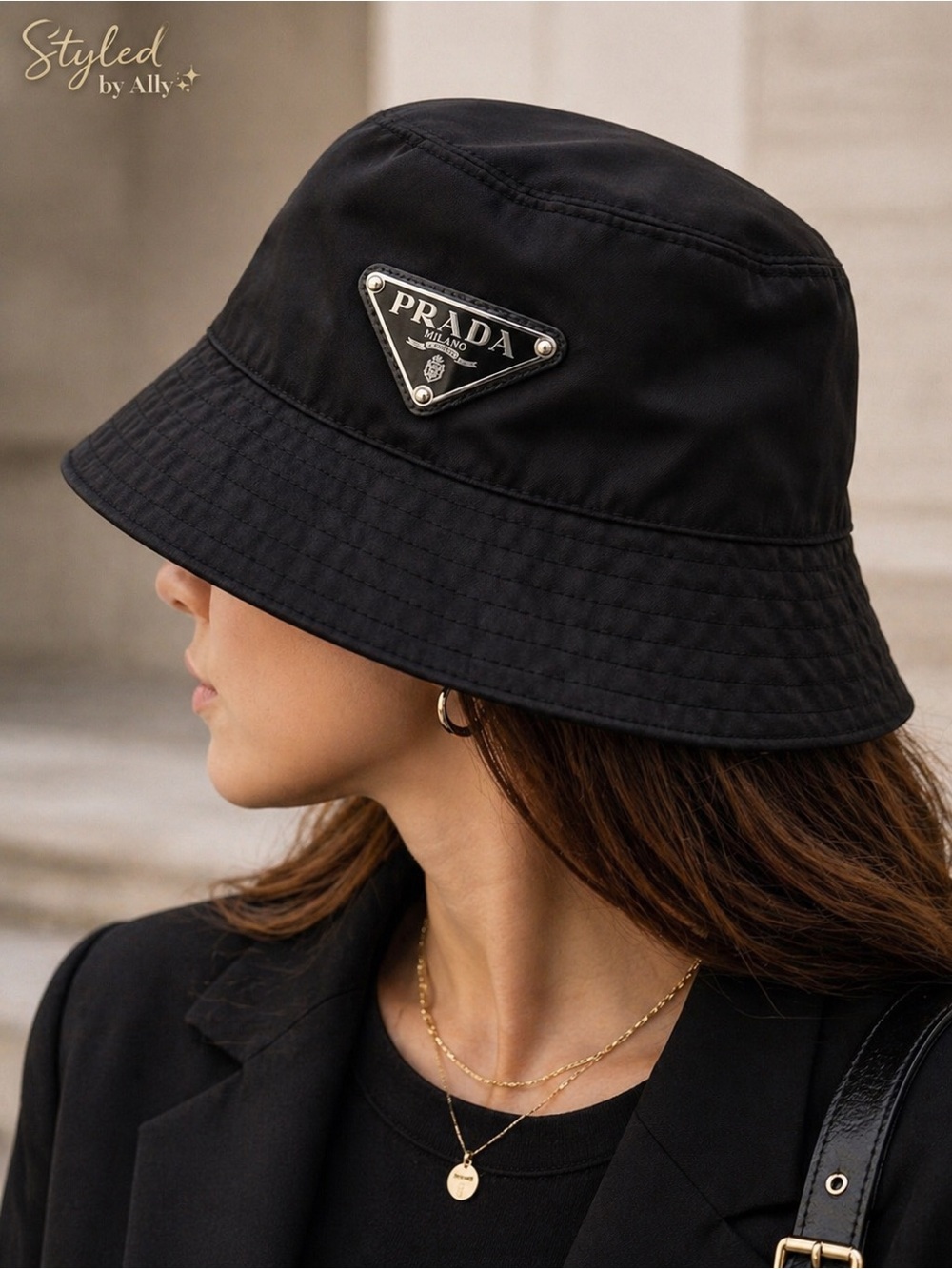 Prada Re-Nylon Bucket Hat Black Triangle Logo Size M - Picture 3 of 5